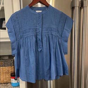 Marant Etoile Leaza pintucked cotton-voile blouse Size 40 Color:Azure